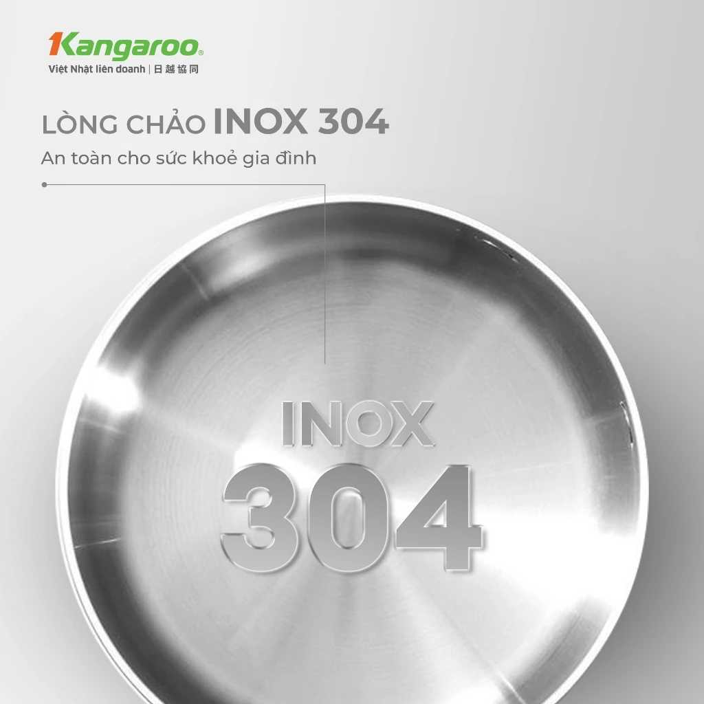 [ĐỘC QUYỀN] Chảo Inox liền khối đa lớp chống dính tự thân Kangaroo KGFPD1NE kích thước 20-24-26cm - 5