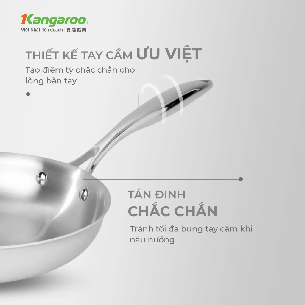 [ĐỘC QUYỀN] Chảo Inox liền khối đa lớp chống dính tự thân Kangaroo KGFPD1NE kích thước 20-24-26cm - 6