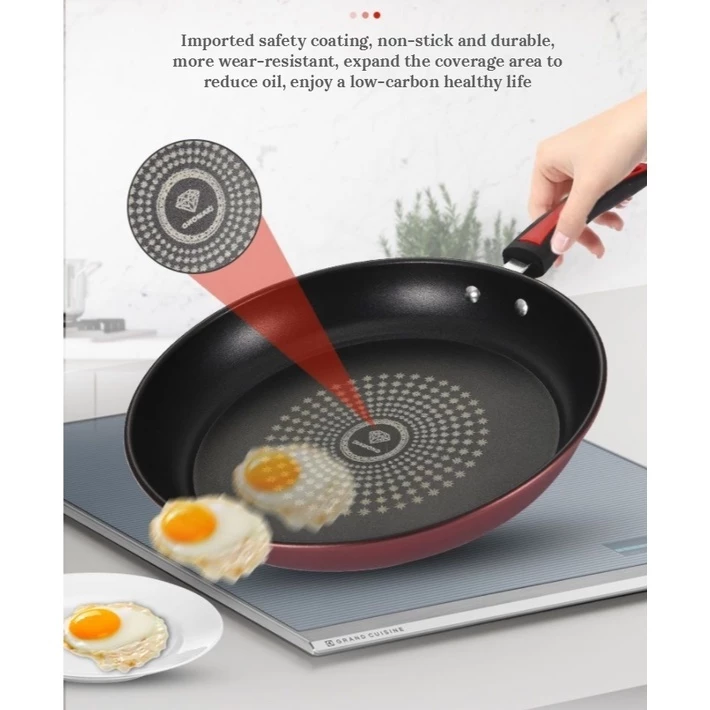 Chảo chống dính vân kim cương pha lê nâng cấp dày bền đẹp phù hợp mọi loại bếp trong gia đình cho bếp gas & Bếp Điện - 3