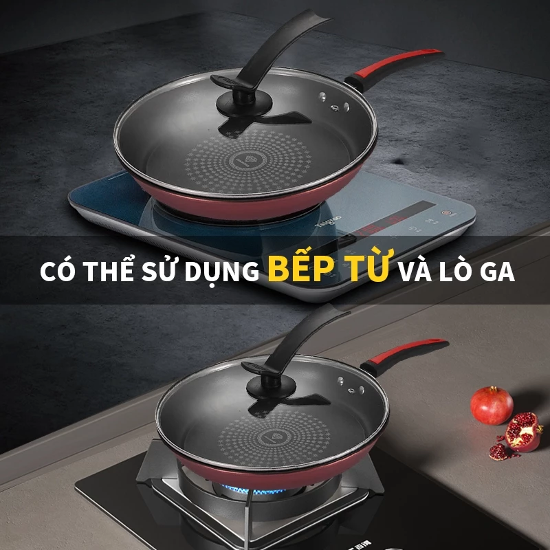 Chảo chống dính vân kim cương pha lê nâng cấp dày bền đẹp phù hợp mọi loại bếp trong gia đình cho bếp gas & Bếp Điện - 4