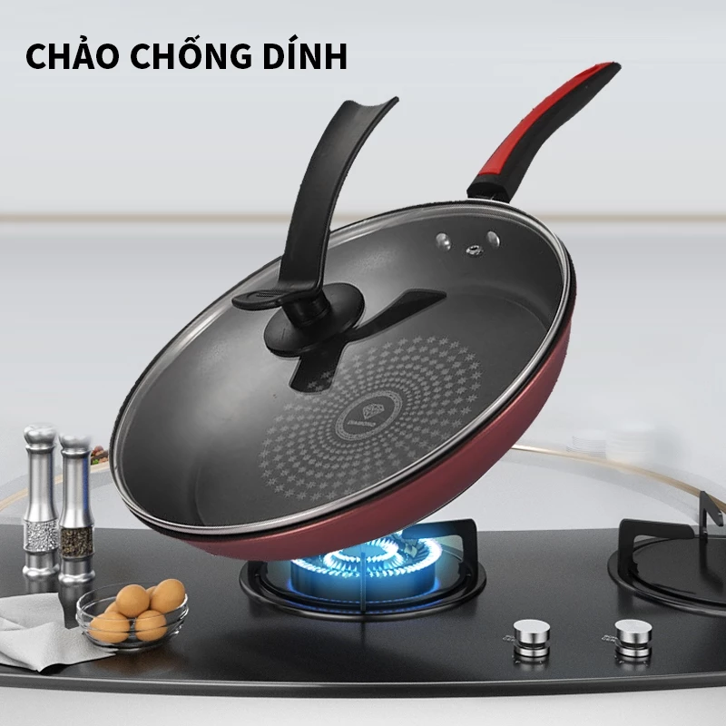 Chảo chống dính vân kim cương pha lê nâng cấp dày bền đẹp phù hợp mọi loại bếp trong gia đình cho bếp gas & Bếp Điện - 5
