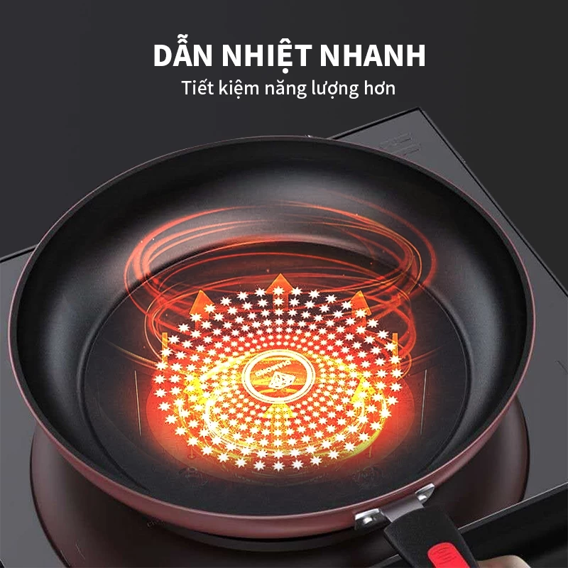 Chảo chống dính vân kim cương pha lê nâng cấp dày bền đẹp phù hợp mọi loại bếp trong gia đình cho bếp gas & Bếp Điện - 6
