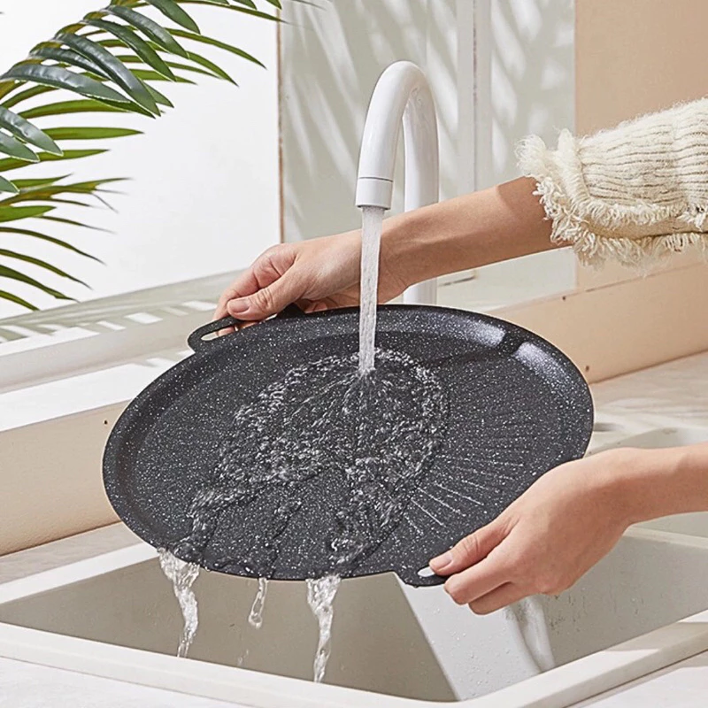 [Loại 1] Chảo Nướng Đá Chống Dính Không Dầu Hàn Quốc Size 34cm Chảo Nướng Thịt Dùng Được Cho Cả Bếp Từ - 6