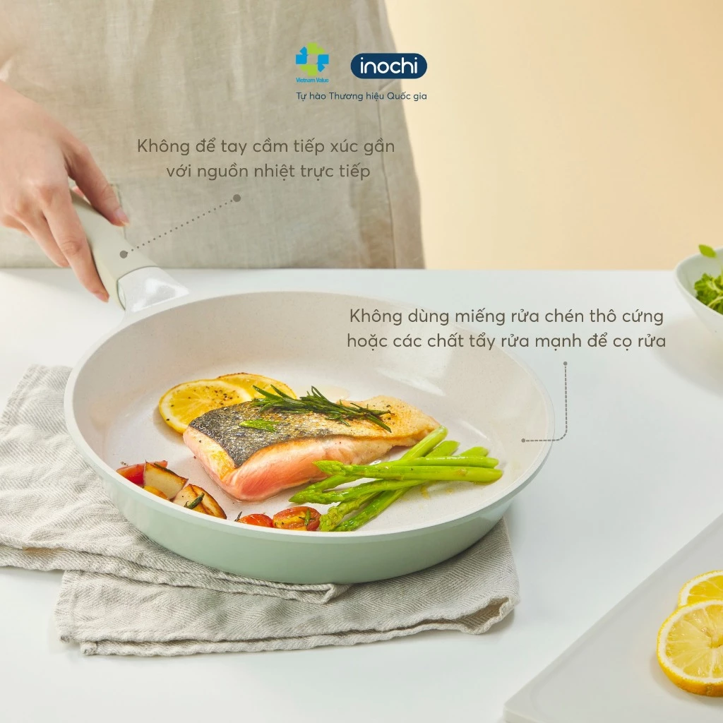 Nồi chảo chống dính Inochi cực cao cấp hàng Chính Hãng dùng được bếp từ có tay cầm cách nhiệt - 4