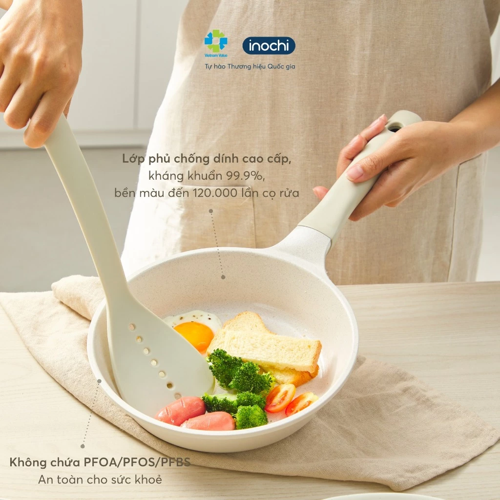 Nồi chảo chống dính Inochi cực cao cấp hàng Chính Hãng dùng được bếp từ có tay cầm cách nhiệt - 5