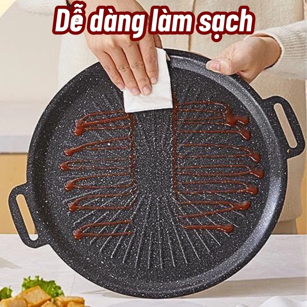 Chảo Nướng Đá Thái Dương 32cm – Chống Dính Không Dầu, Dùng Mọi Loại Bếp, Nướng Thịt BBQ Tại Nhà - 6