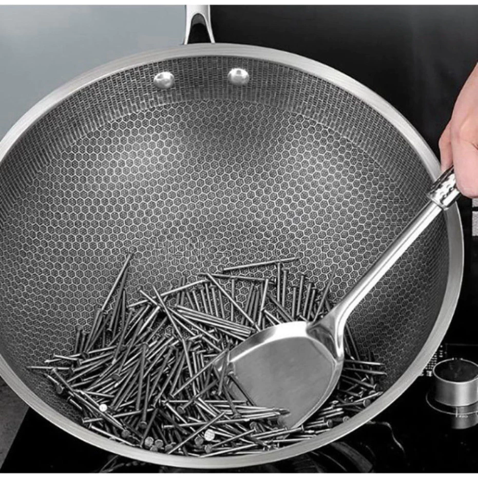 Chảo Chống Dính Sâu Lòng Vân Đá Tổ Ong Hàn Quốc Dùng Được Cho Mọi Loại Bếp Chất Liệu Inox 3 Lớp Cao Cấp Tiện Dụng - 4