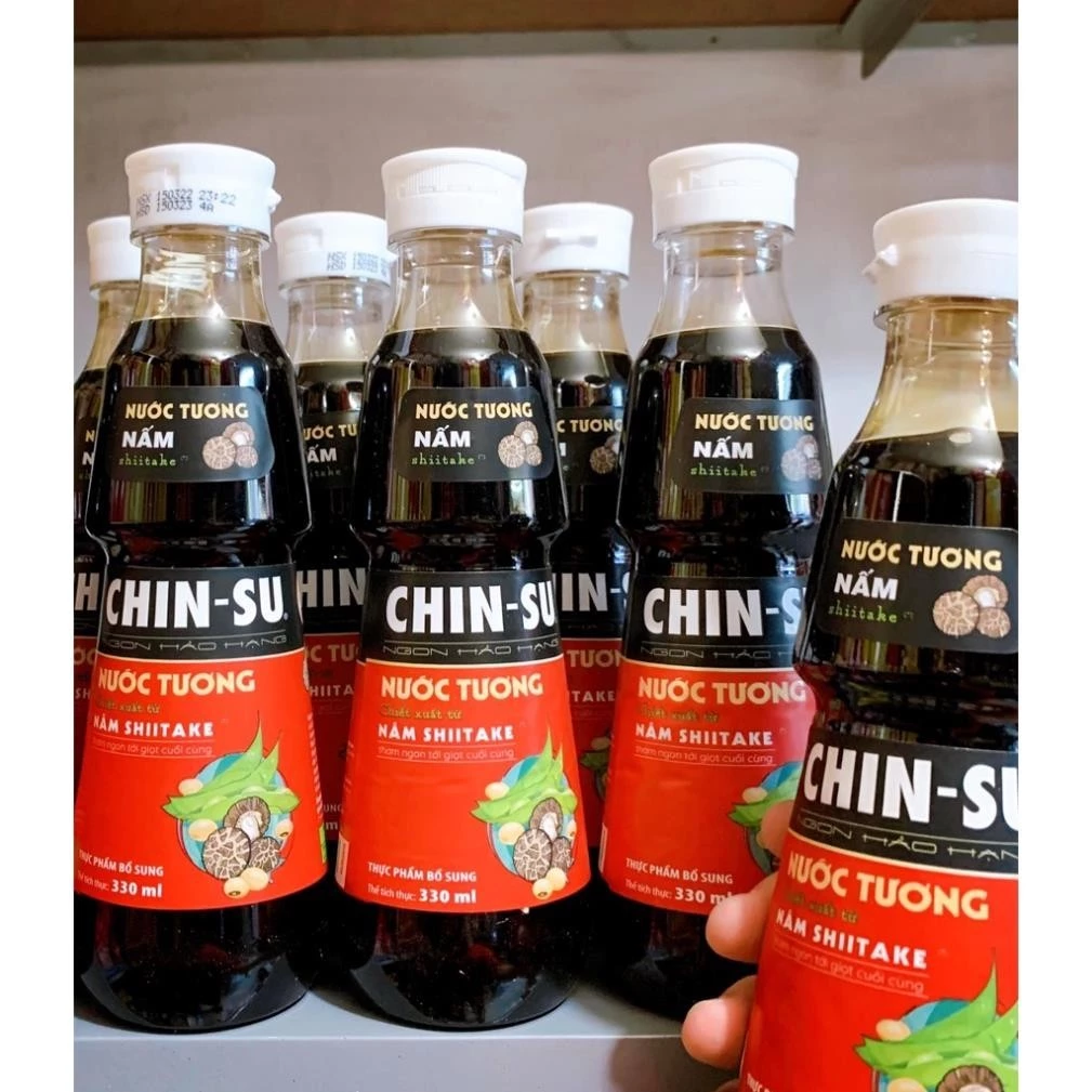 Nước Tương Xì Dầu Chinsu Chiết Xuất Từ Nấm Shiitake/ Tỏi Ớt Chai 330ml