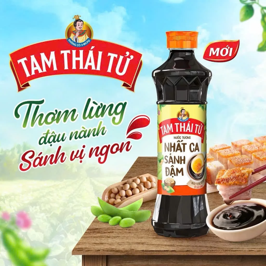 Nước Tương Tam Thái Tử Nhất Ca/ Nhất Ca Sáng Đậm Chai 500Ml Nước Tương Chấm Đậm Đặc, Sánh Quyện Với Chiết Xuất Nấm
