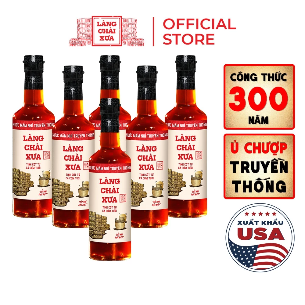 [Tặng BAO LÌ XÌ và Nước tương 125ml] THÙNG 6 CHAI Nước mắm nhỉ Làng Chài Xưa Nhãn Đỏ 500ml/chai vị gu ông bà xưa