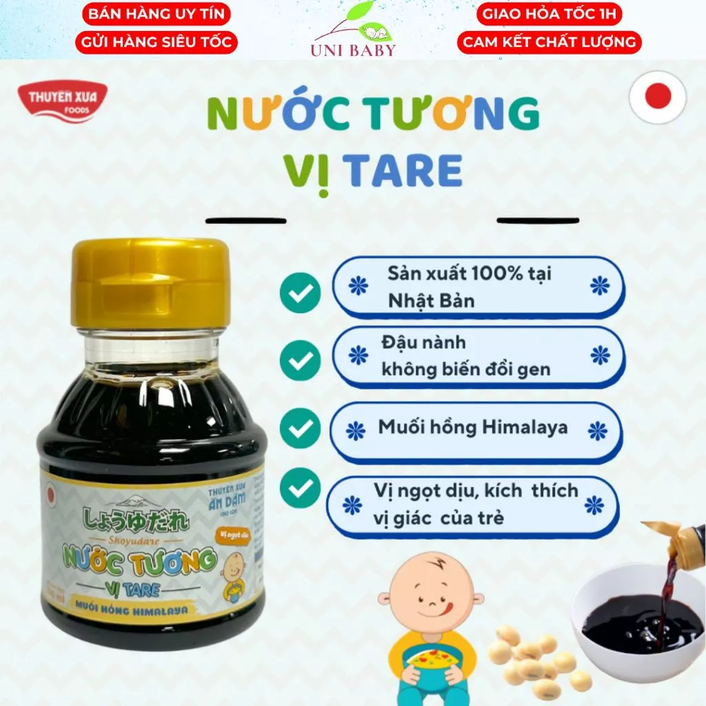 Nước tương vị tare 100ml Thuyền Xưa ăn dặm cho con vị ngọt dịu, kích thích vị giác của trẻ