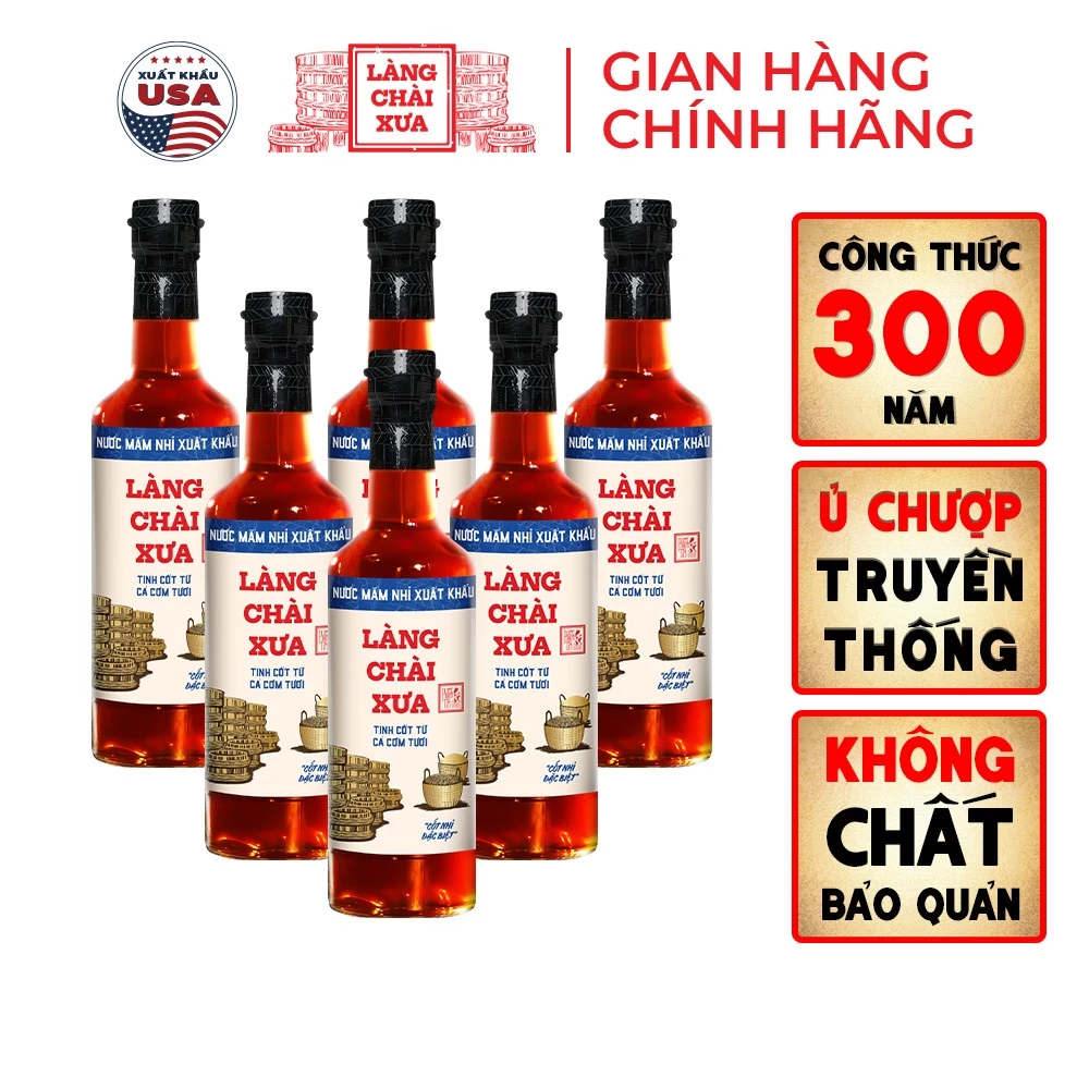 [TẶNG Bao Lìxì và Nước tương 125ml] Thùng 6 chai nước mắm nhỉ xuất khẩu nhãn xanh vị dịu nhẹ Làng Chài Xưa 500ml/chai - 5