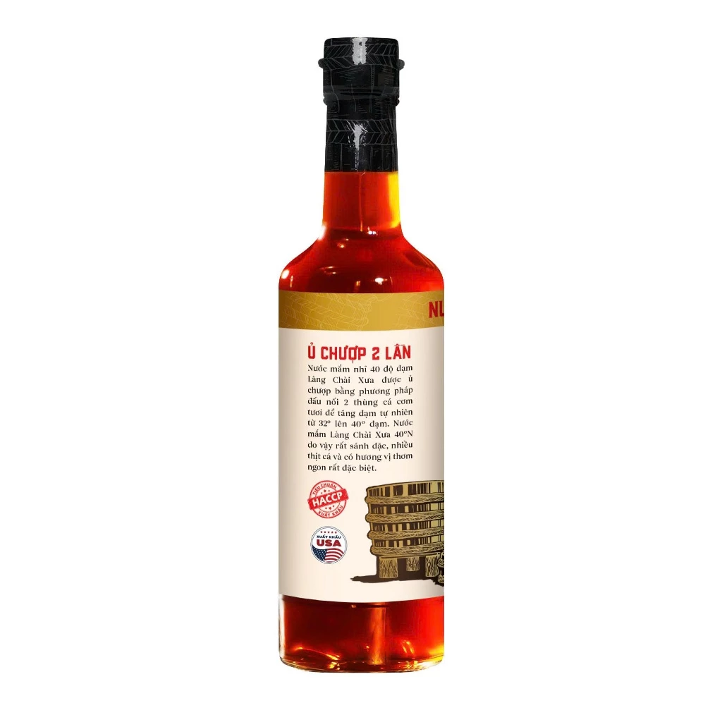 [TẶNG Bao Lìxì và Nước tương 125ml] THÙNG 6 CHAI Nước mắm nhỉ nhãn vàng truyền thống 40 độ đạm Làng Chài Xưa 500ml/chai - 2