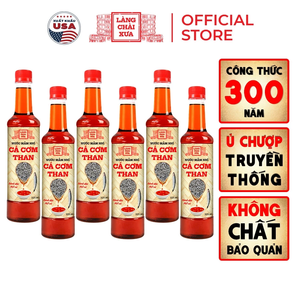 [TẶNG 1 NƯỚC TƯƠNG 125ML] Thùng 6 chai nước mắm nhỉ cá cơm than Làng Chài Xưa chai nhựa 525ml - 4