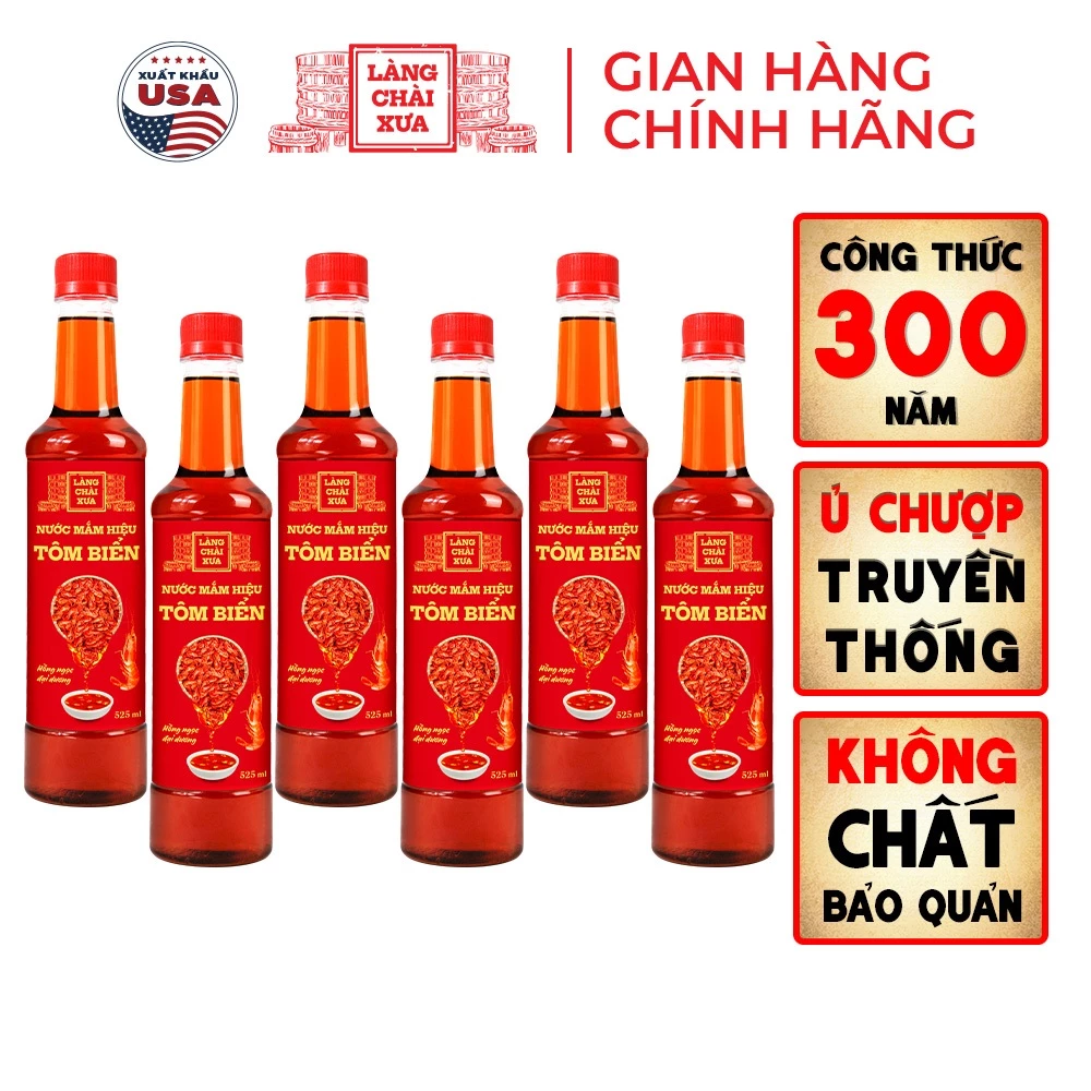 [TẶNG 1 NƯỚC TƯƠNG 125ML] THÙNG 6 CHAI Nước mắm tôm biển truyền thống Làng Chài Xưa 525ml Hồng Ngọc Đại Dương - 4