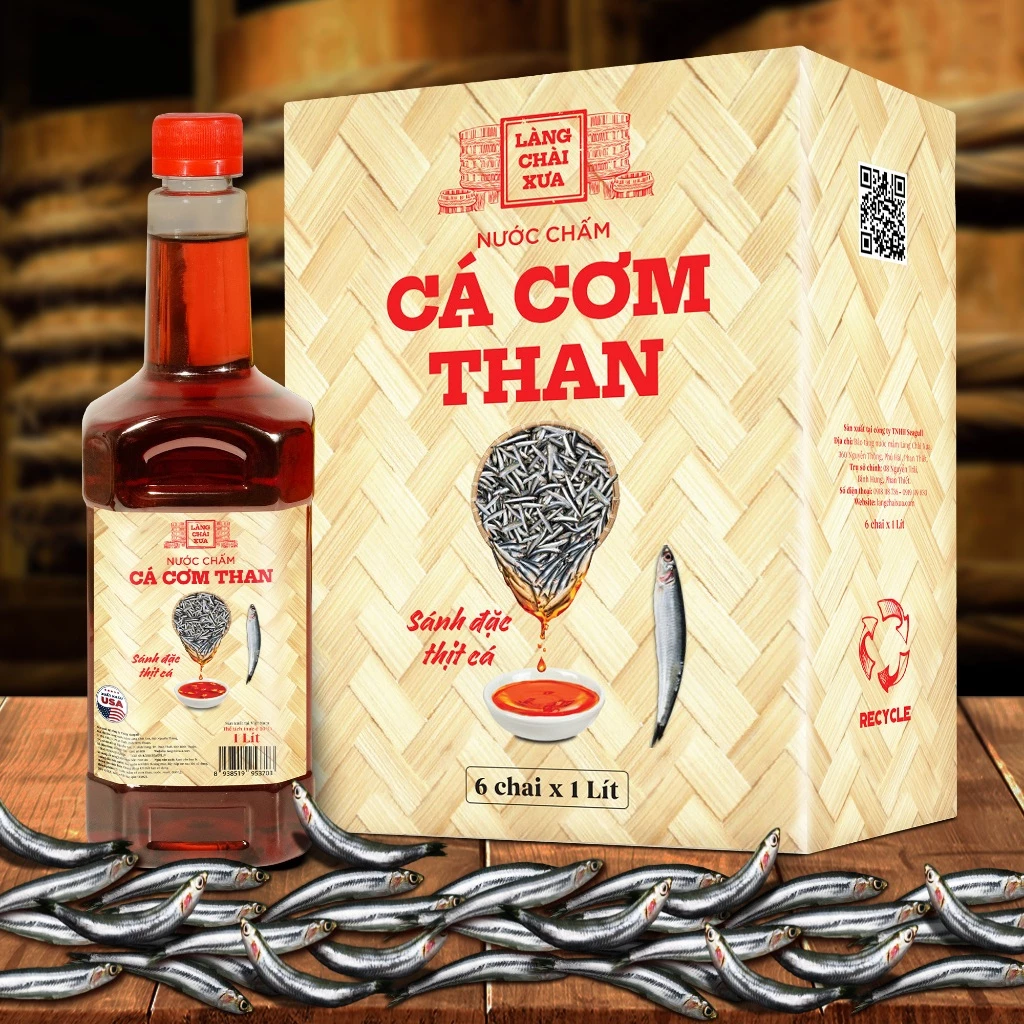 [TẶNG 1 NƯỚC TƯƠNG 125ML] THÙNG 6 CHAI Nước Chấm Cá Cơm Than 1 LÍT Làng Chài Xưa chai nhựa cao cấp - 2