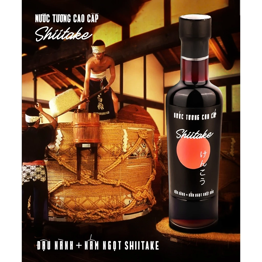 [525ml] Nước tương cao cấp Shiitake chai nhựa 525ml/chai lên men tự nhiên từ đậu nành và nấm ngọt Shiitake Làng Chài Xưa - 2