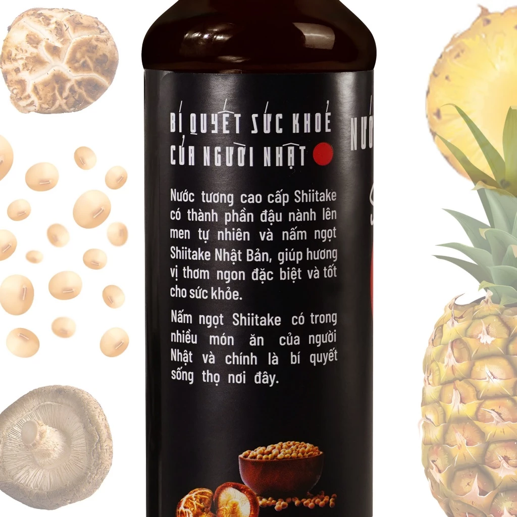 [525ml] Nước tương cao cấp Shiitake lên men tự nhiên từ đậu nành và nấm ngọt Shiitake, chai nhựa Làng Chài Xưa - 4