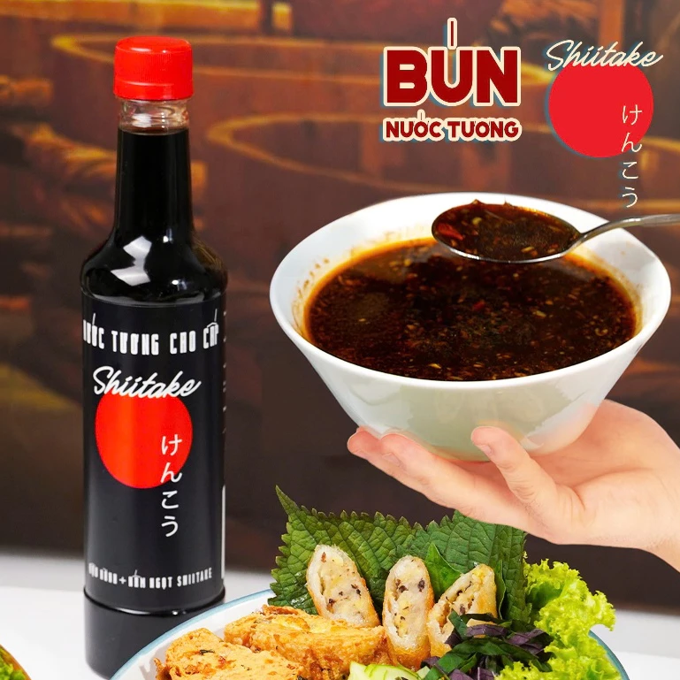 [525ml] Nước tương cao cấp Shiitake lên men tự nhiên từ đậu nành và nấm ngọt Shiitake, chai nhựa Làng Chài Xưa - 5