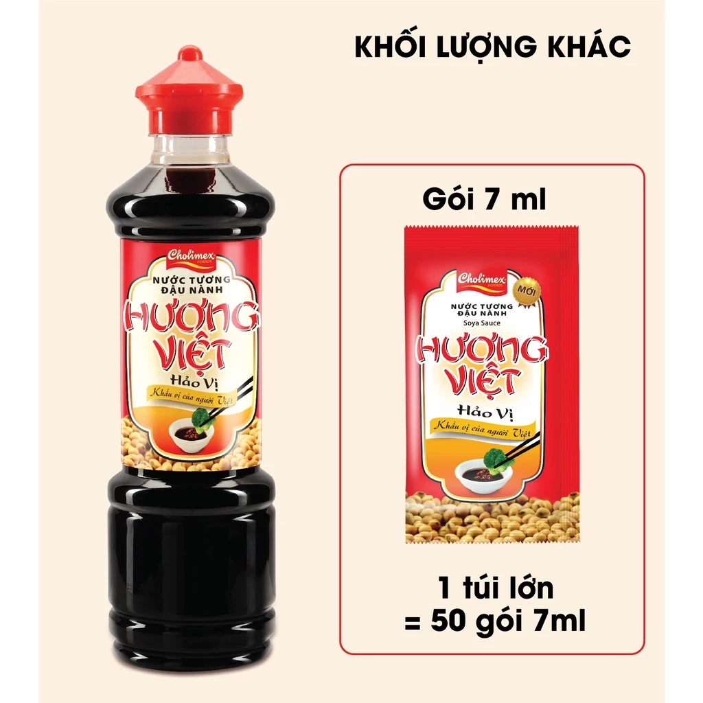 Nước tương Hương Việt Hảo Vị 7ml (01 túi gồm 50 gói tiện lợi sử dụng)
