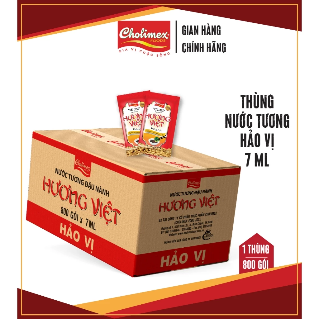 Thùng Nước tương Hương Việt Hảo Vị gói Cholimex siêu tiện lợi cho quán ăn, du lịch. 800 gói/thùng - 2
