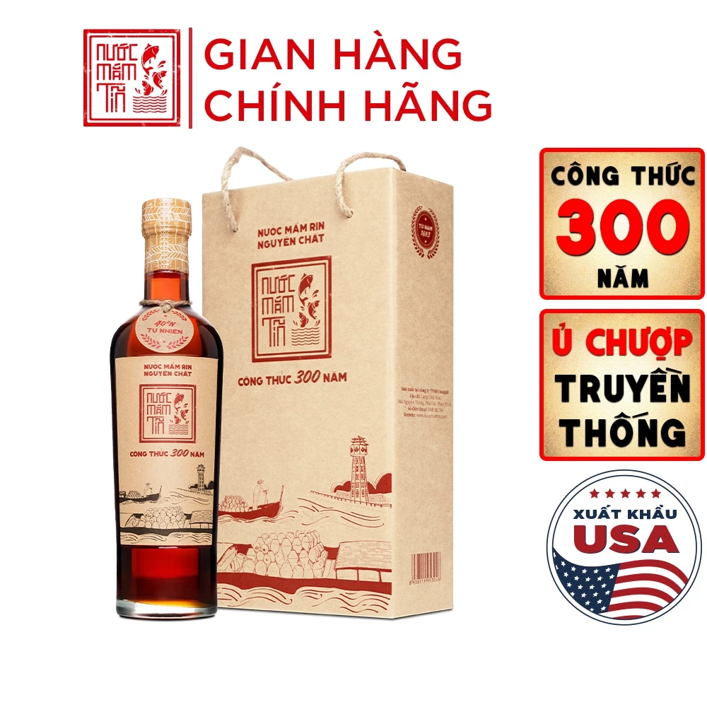 [Nước mắm NGON] Nước mắm Tĩn nhãn đỏ độ đạm 40N chai thủy tinh 500ml rin nguyên chất truyền thống sạch - 2