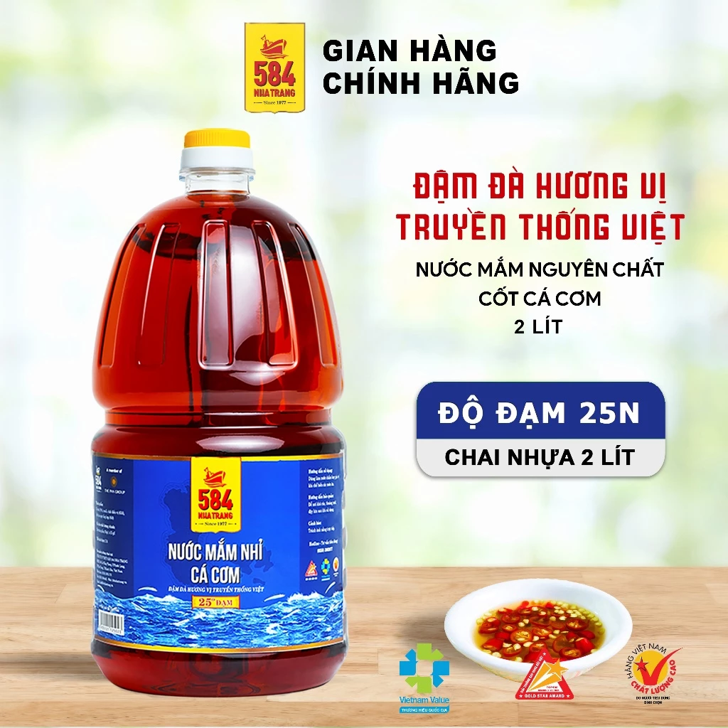 Chai 2 Lít Nước mắm 584 Nha Trang 25 độ đạm, Nước mắm Truyền Thống, Date luôn mới.