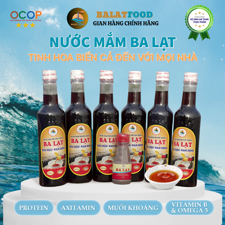 Thùng 6 Chai Nước Mắm Cá Cơm Nguyên Chất Ba Lạt 30 Đạm, Nước Mắm Chắt Truyền Thống