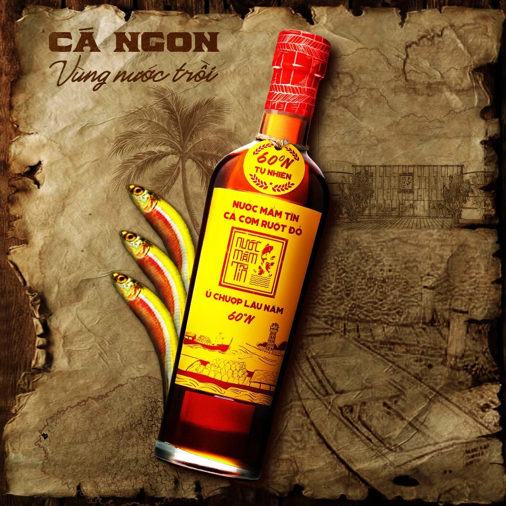 [Tặng Kiết Thành và Sốt muối chấm] HỘP 2 CHAI Nước Mắm Tĩn CÁ CƠM RUỘT ĐỎ 60N 500ml Chai Thuỷ Tinh Nước Mắm Truyền Thống - 2