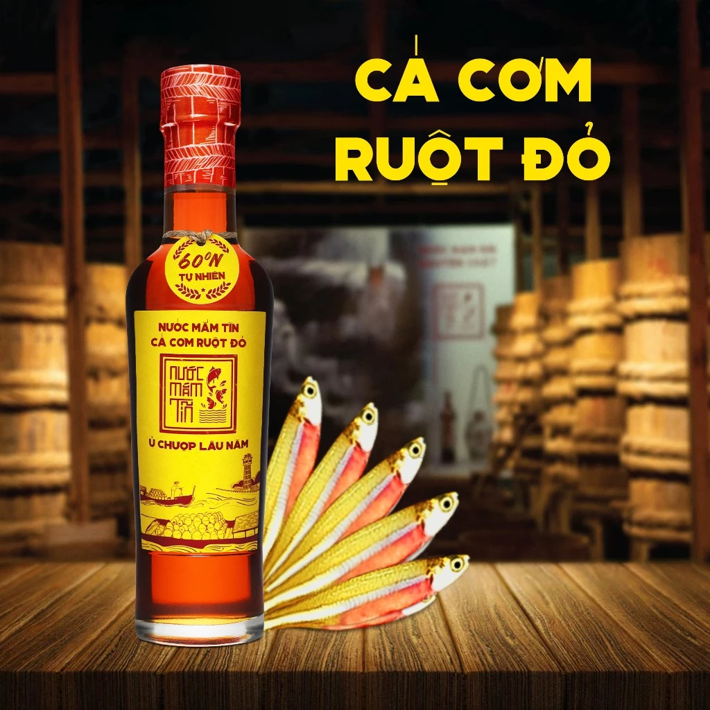 01 Chai Nước Mắm Tĩn Cá Cơm Ruột Đỏ Độ Đạm 60N Chai Thuỷ Tinh 250ml Nước Mắm Truyền Thống Sạch - 3