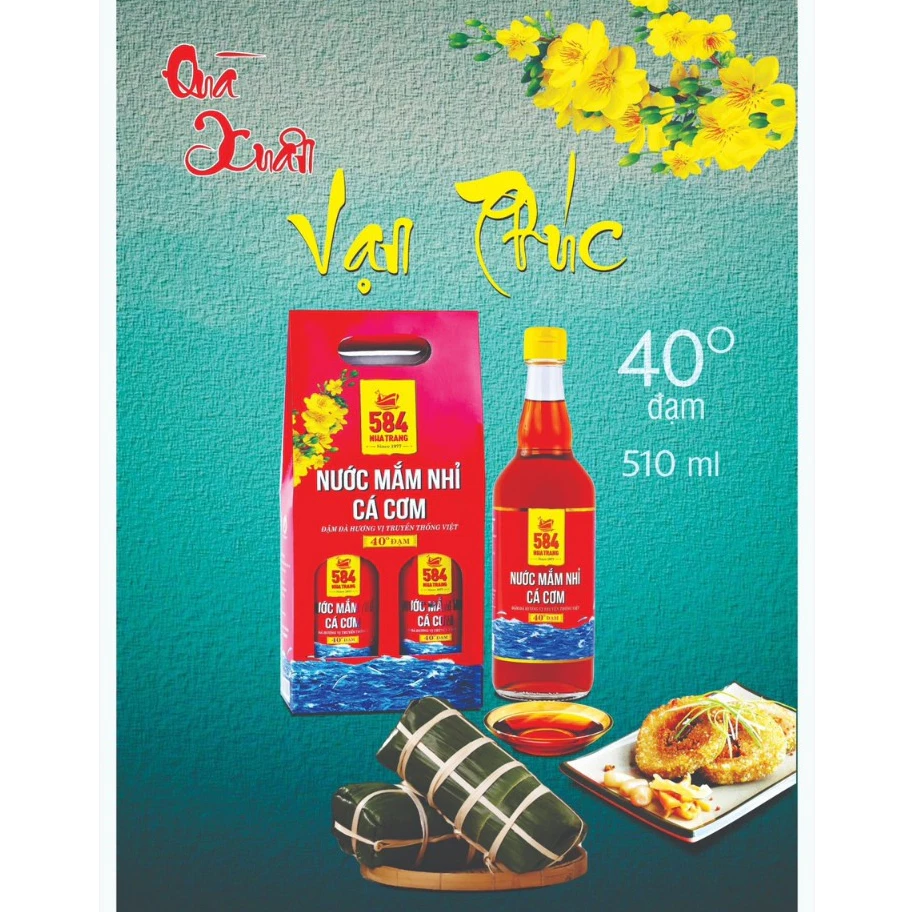 Nước Mắm 584 Nha Trang 40 Độ Đạm - Nước Mắm Truyền Thống Chai Thủy Tinh 510ml T0540-6 [THÙNG 6 CHAI]