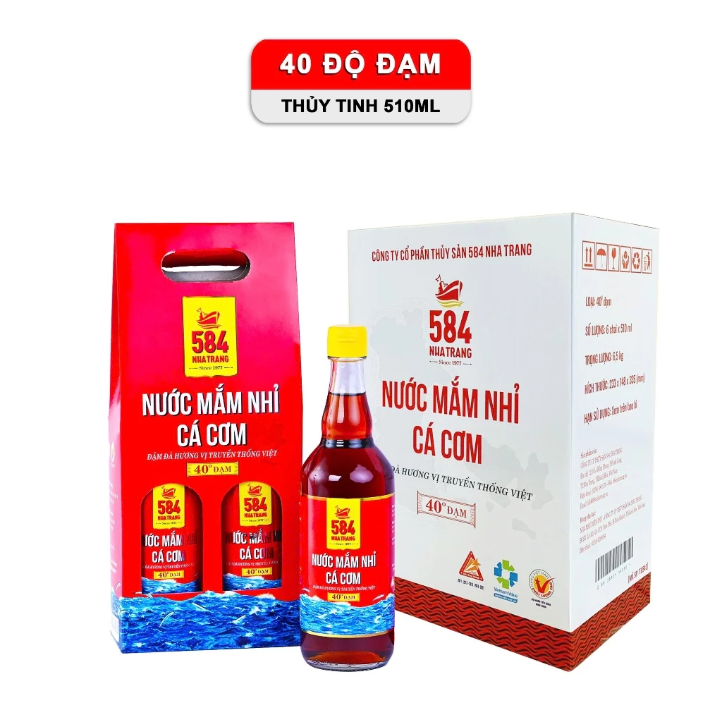 Nước Mắm 584 Nha Trang 40 Độ Đạm - Nước Mắm Truyền Thống Chai Thủy Tinh 510ml T0540-6 [THÙNG 6 CHAI] - 2