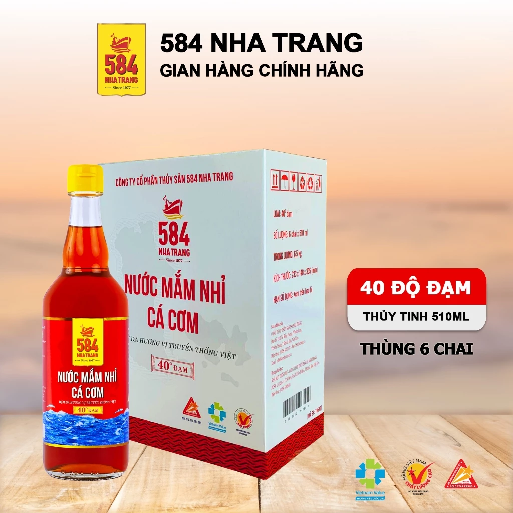 Nước Mắm 584 Nha Trang 40 Độ Đạm - Nước Mắm Truyền Thống Chai Thủy Tinh 510ml T0540-6 [THÙNG 6 CHAI] - 5