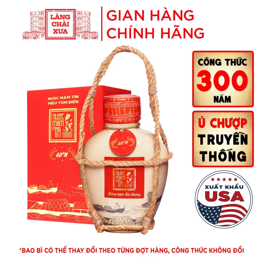 1 Bình gốm Nước mắm Tôm Biển Truyền Thống 60N đạm - Nước mắm Tĩn - 500ml Thơm Ngon Hảo Hạng Không Chất Bảo Quản