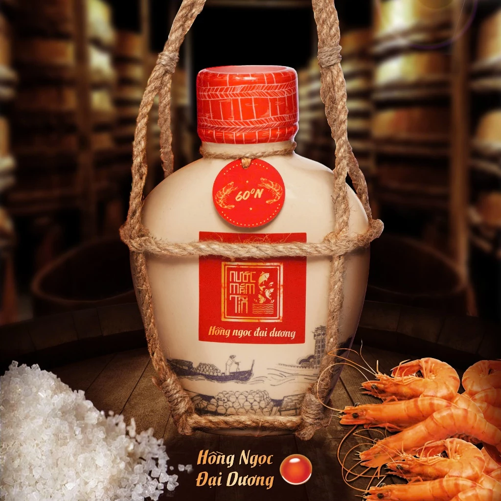 1 Bình gốm Nước mắm Tôm Biển Truyền Thống 60N đạm - Nước mắm Tĩn - 500ml Thơm Ngon Hảo Hạng Không Chất Bảo Quản - 3