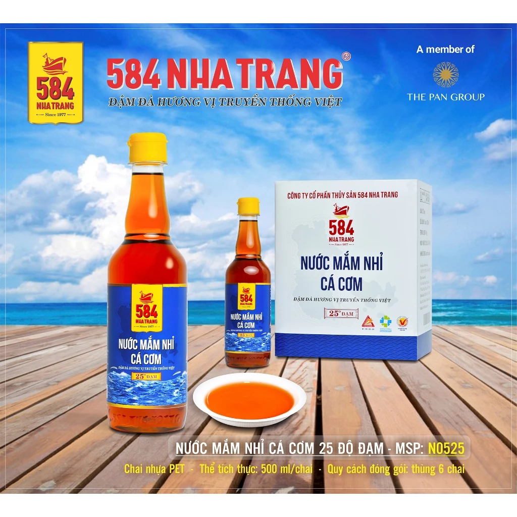 Nước Mắm 584 Nha Trang 25 Độ Đạm - Nước Mắm Truyền Thống Chai Nhựa 500ml, N0525-6 [THÙNG 6 CHAI] - 2