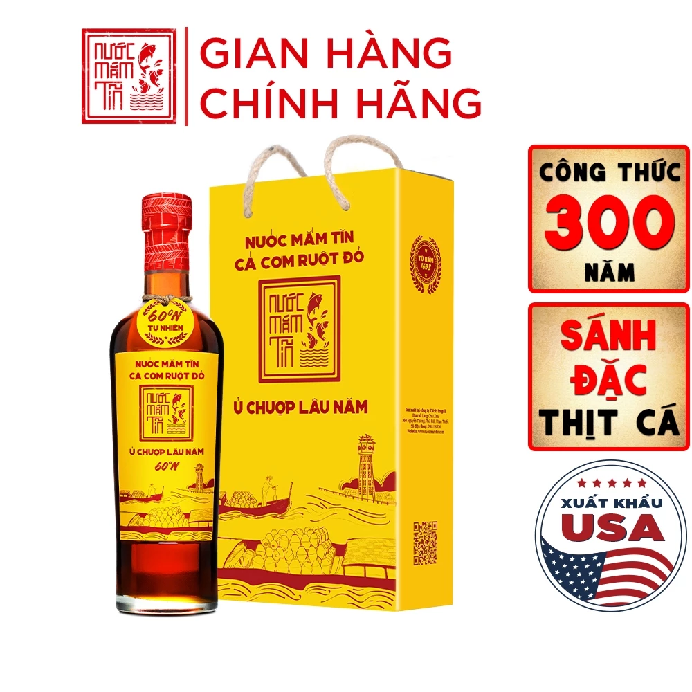 01 Chai Nước Mắm Tĩn Cá Cơm Ruột Đỏ Chai Thuỷ Tinh 500ml/chai Độ Đạm 60N Nước Mắm Truyền Thống Sạch