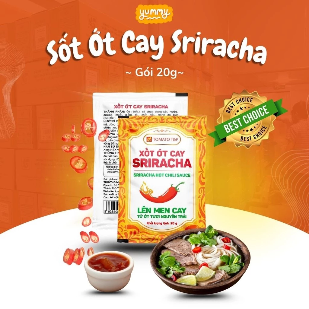 Sốt Ớt Sriracha – Tương Ớt Chấm Gà Rán, Phở, Đồ Chiên, Tương Ớt Chấm Thịt Nướng –Tomato T&P