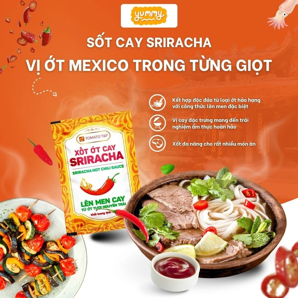 Sốt Ớt Sriracha – Tương Ớt Chấm Gà Rán, Phở, Đồ Chiên, Tương Ớt Chấm Thịt Nướng –Tomato T&P - 3