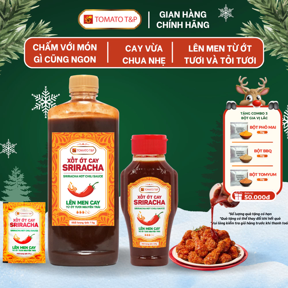 Tương ớt Sriracha, tương ớt chua ngọt dùng kèm phở, chấm món chiên, rán - Tomato T&P