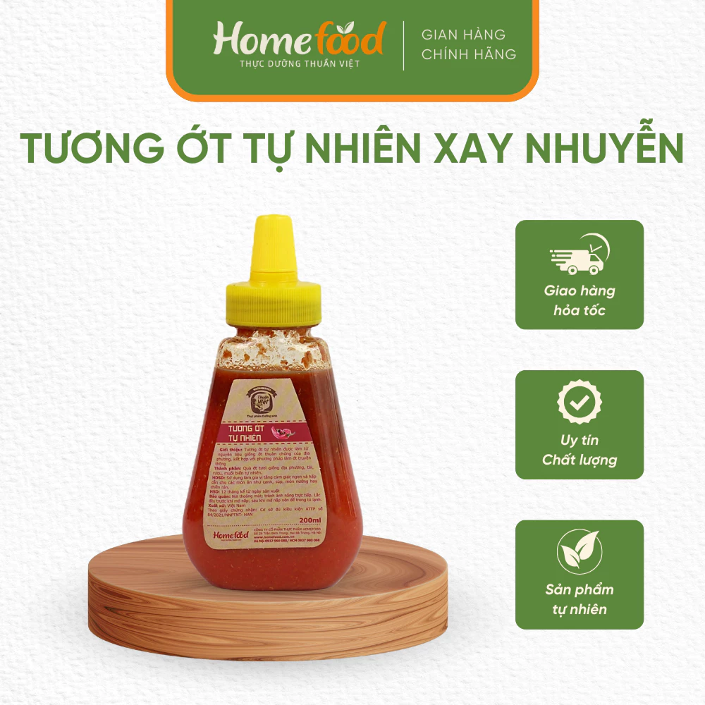 Tương ớt Homefood 200ml/ 400ml– Tương ớt tự nhiên xay nhuyễn, cay nồng, đậm đà