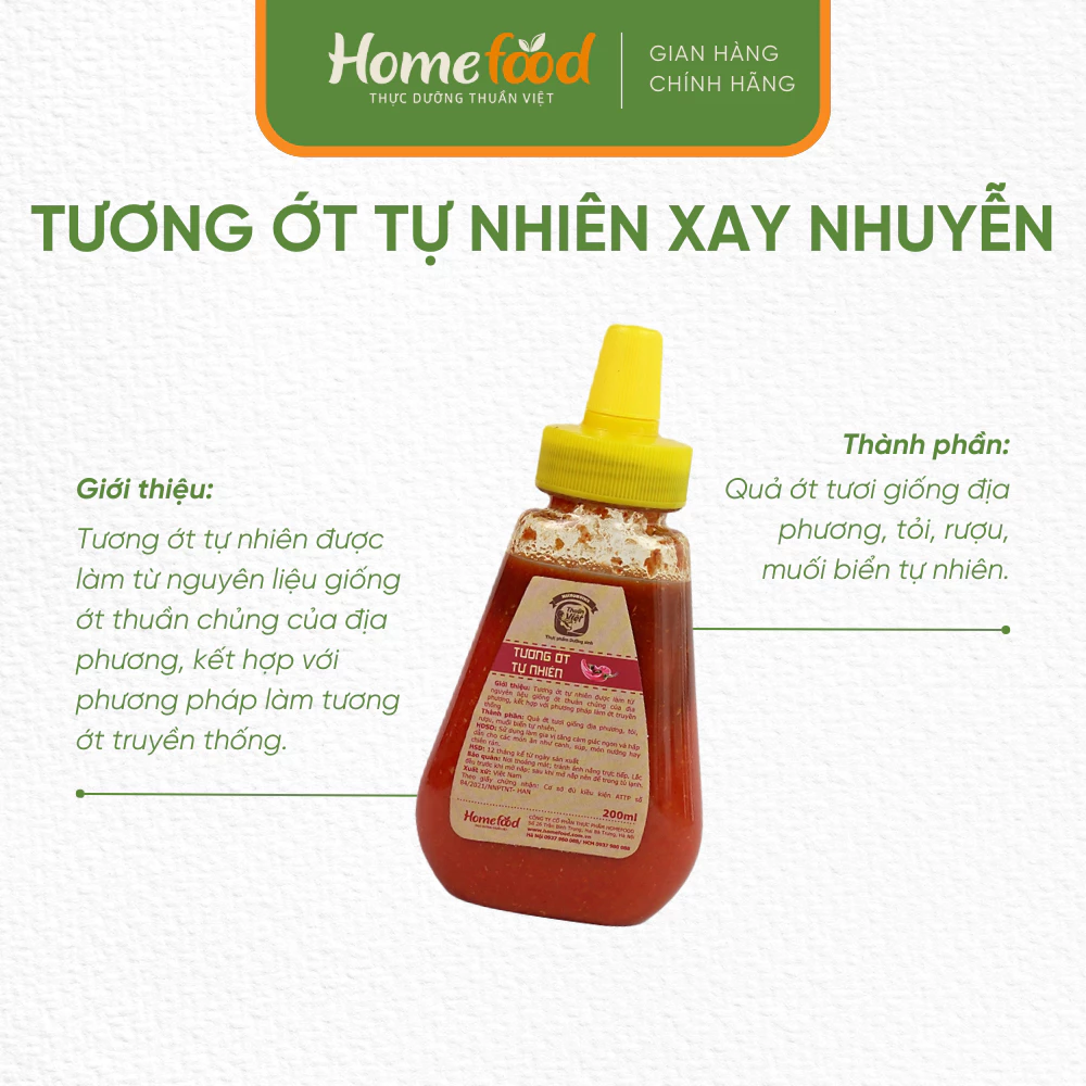 Tương ớt Homefood 200ml/ 400ml– Tương ớt tự nhiên xay nhuyễn, cay nồng, đậm đà - 2