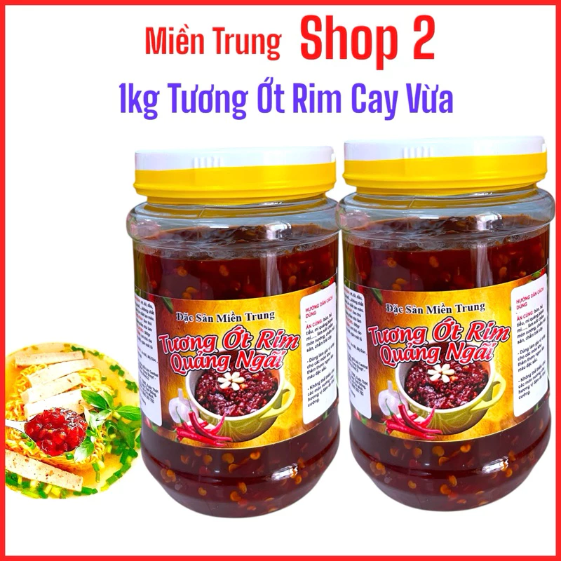 1Kg, Combo 2 Hủ TƯƠNG ỚT RIM QUẢNG NGÃI, đặc sản miền trung,tương ớt,cay