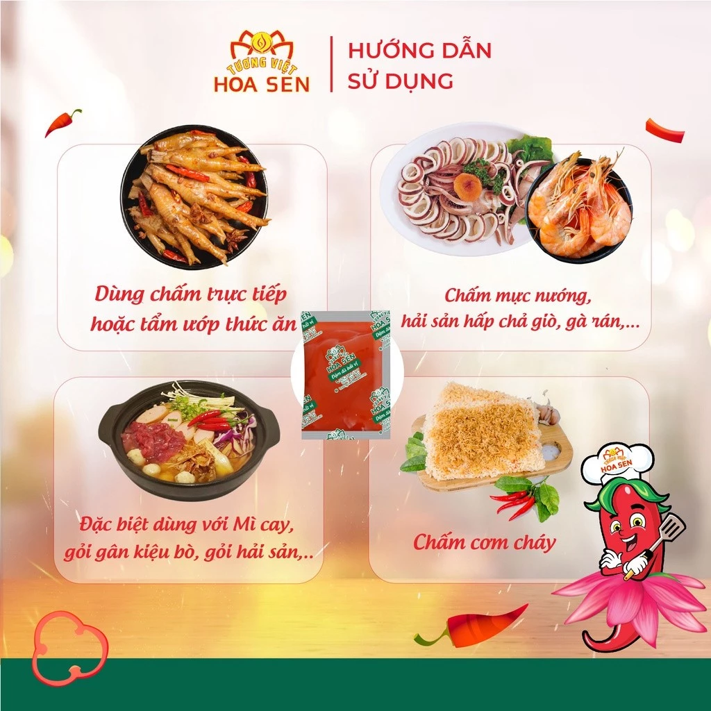 Tương ớt gói nhỏ 15g TV - Túi 100 gói - Tương Việt Hoa Sen - Đậm đà bắt vị - 2