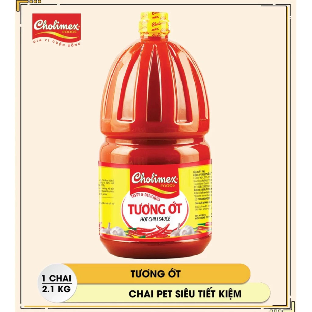 Combo 3 Chai Tương Ớt Cholimex PET 2.1kg – Ớt Tươi Nguyên Chất, Cay Ngon Đậm Đà - 2