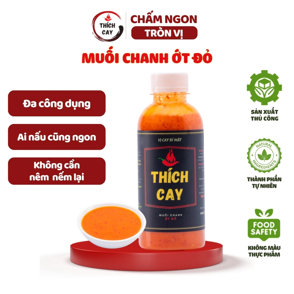Nước Chấm Muối Chanh Ớt Đỏ Thích Cay 250ml Sốt Chấm Thịt Nướng Tương Ăn Lẩu, Ớt Hiểm Cay