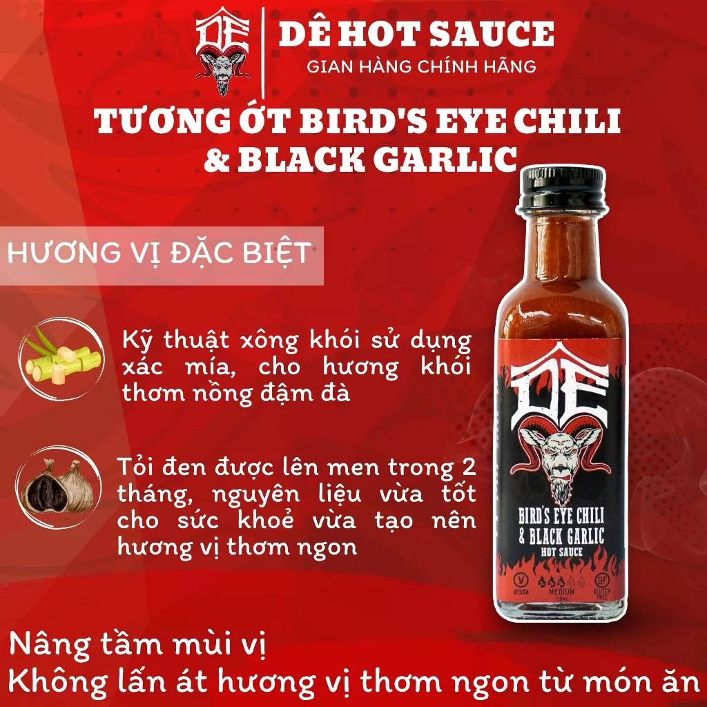 Combo 2 Tương Ớt Cay Vừa Xông Khói Tỏi Đen & Tương Ớt Big Mama Mustard Yuzu Dê Hot Sauce 250ml - 2