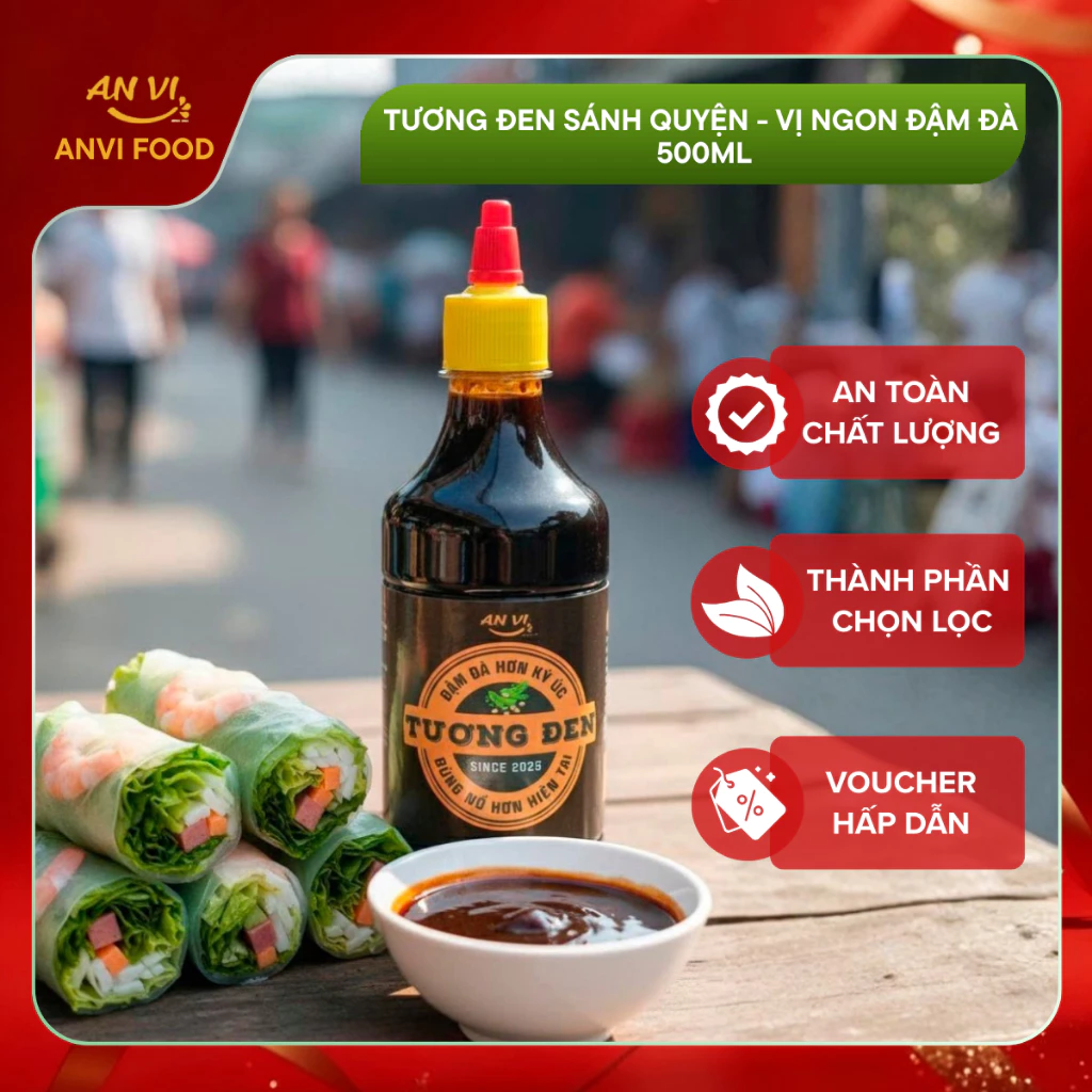 Tương Đen An Vi Food Sánh Mịn Thơm Ngon, Ăn Cùng Phở, Hủ Tiếu, Bún Bò, Hoành Thánh Chai 500ml