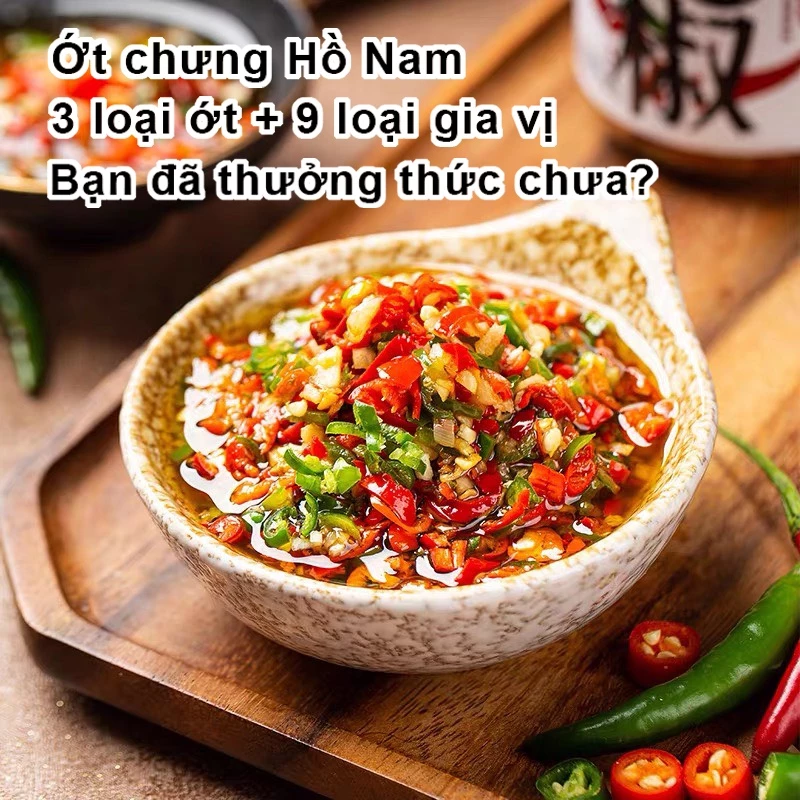 Ớt chưng Hồ Nam ⚡ CHUẨN CHÍNH HÃNG ⚡ Ớt chưng dầu Trung Quốc hũ 280g có 3 loại ớt và 9 loại gia vị - 5