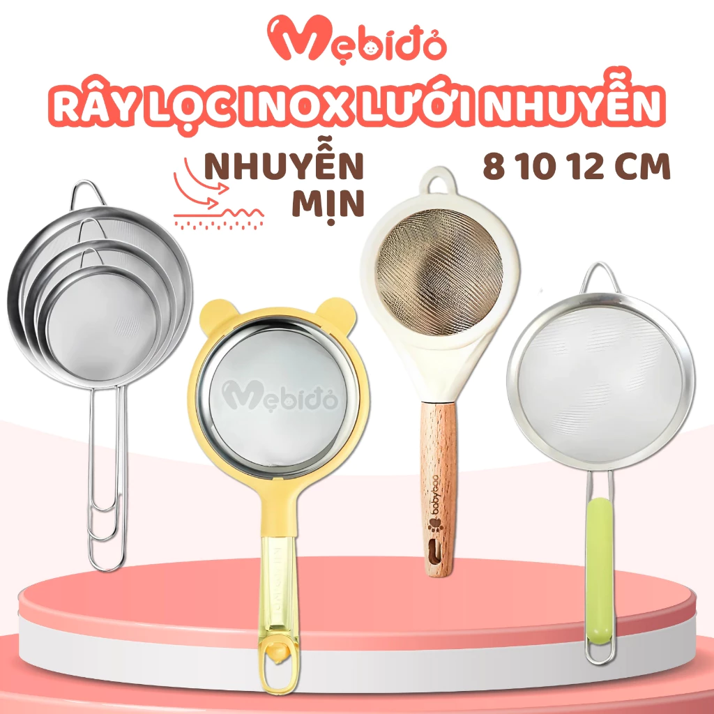 Rây Lọc Inox Lọc Cháo Rây Tách Trứng Lọc Sữa Hạt Và Thức Ăn Siêu Mịn Cho Bé Ăn Dặm - Shop Mẹ Bí Đỏ